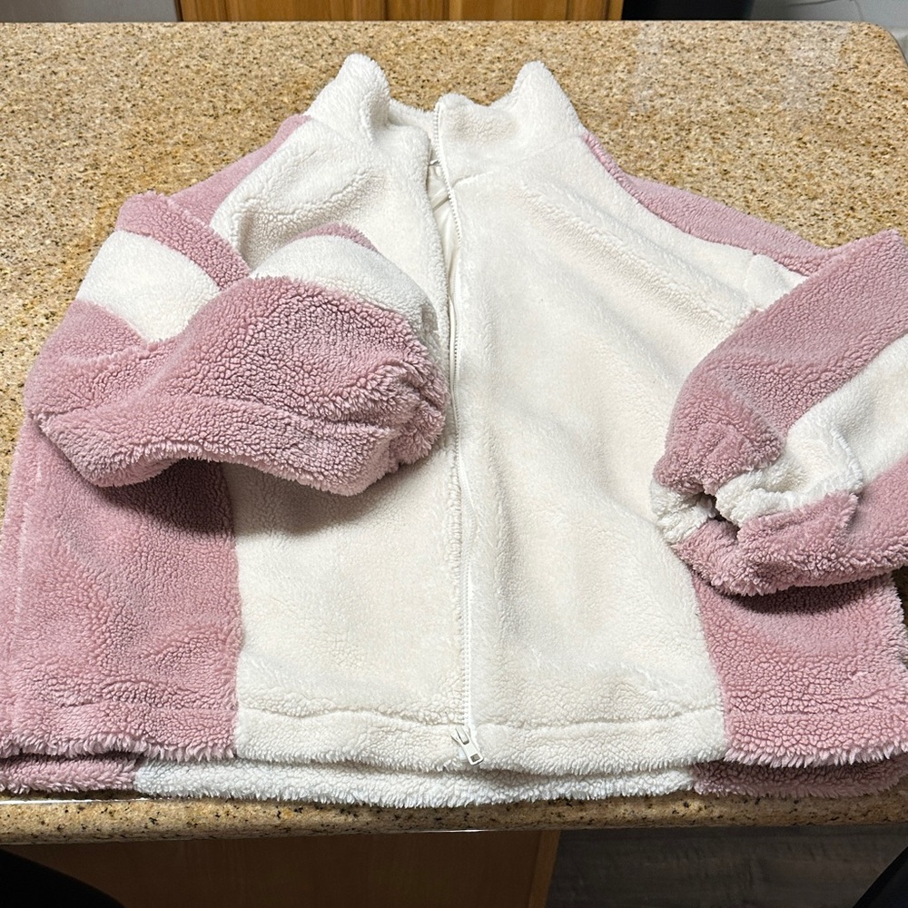 Cozy Pink and White Fleece Jacket